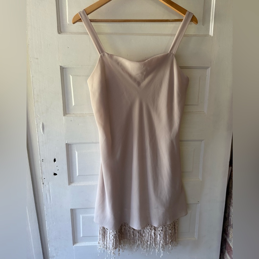 Elegant Vintage Patra Cream Dress with Fringe Detail